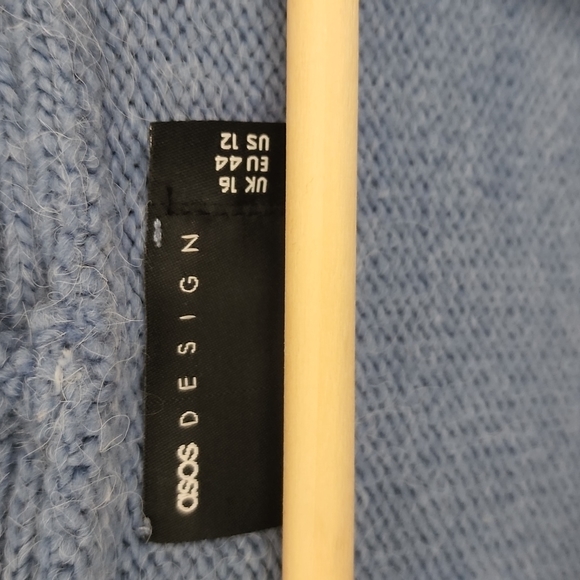 ASOS Design V-Neck Cardigan Puff Sleeve Blue UK 16 | US 12 NEW NWT - Picture 6 of 15